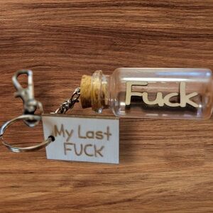 Humorous Keychain with Message in a Bottle